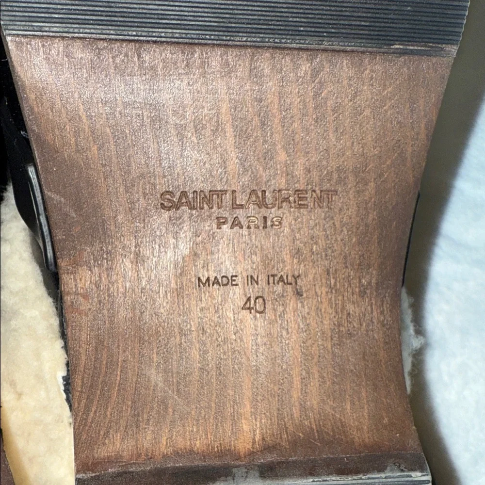 Saint Laurent Le Maillon Shearling Clogs in Black - Picture 8 of 16